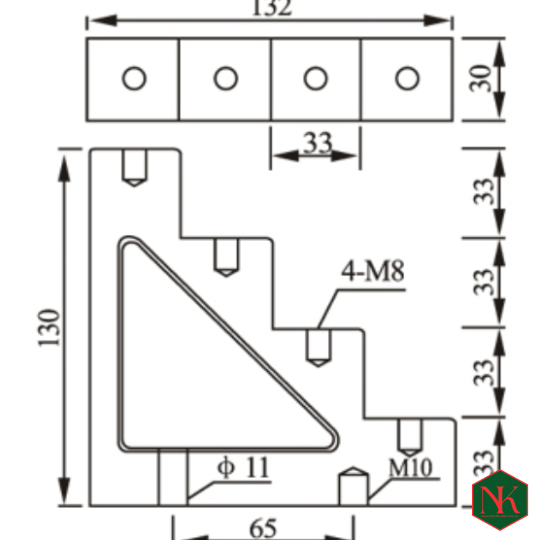 Gối đỡ bậc thang cho thanh cái 4P 30mm