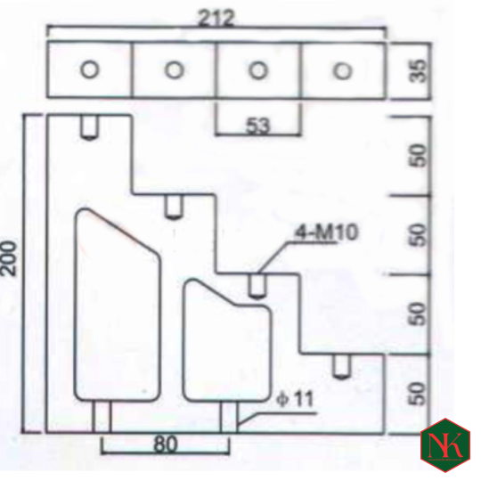 Gối đỡ bậc thang cho thanh cái 4P 50mm  